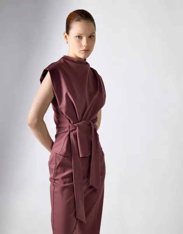 Mauve Tie Front Top made by Glamorous
