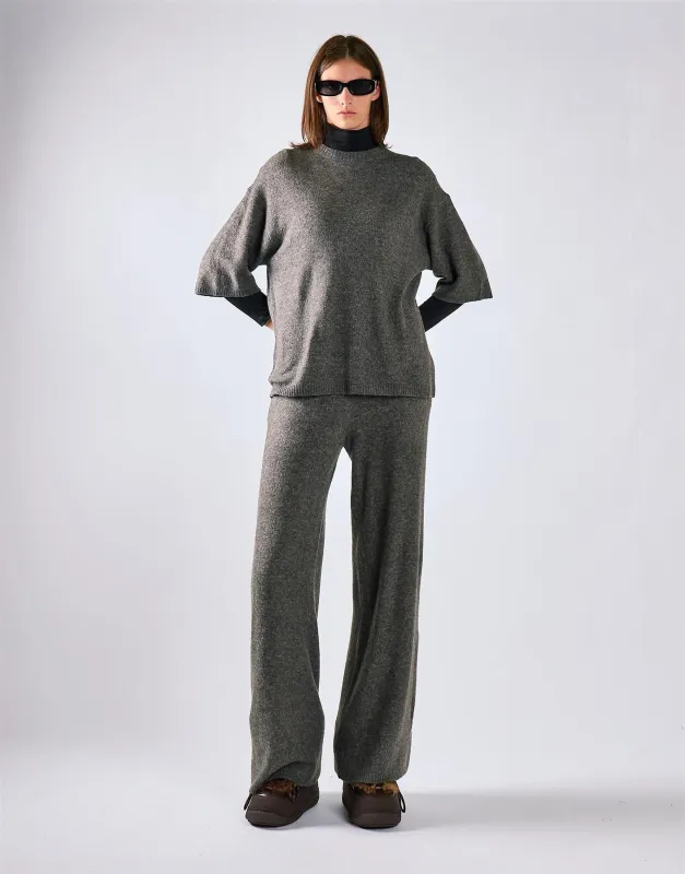 Charcoal Knitted Flare Trousers made by Glamorous