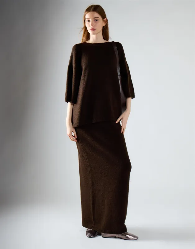 Khaki Brown Knitted Maxi Skirt made by Glamorous