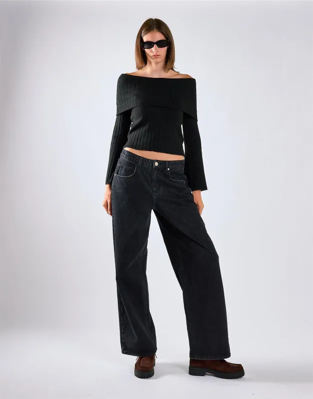 Black Bardot Knit Jumper made by Glamorous
