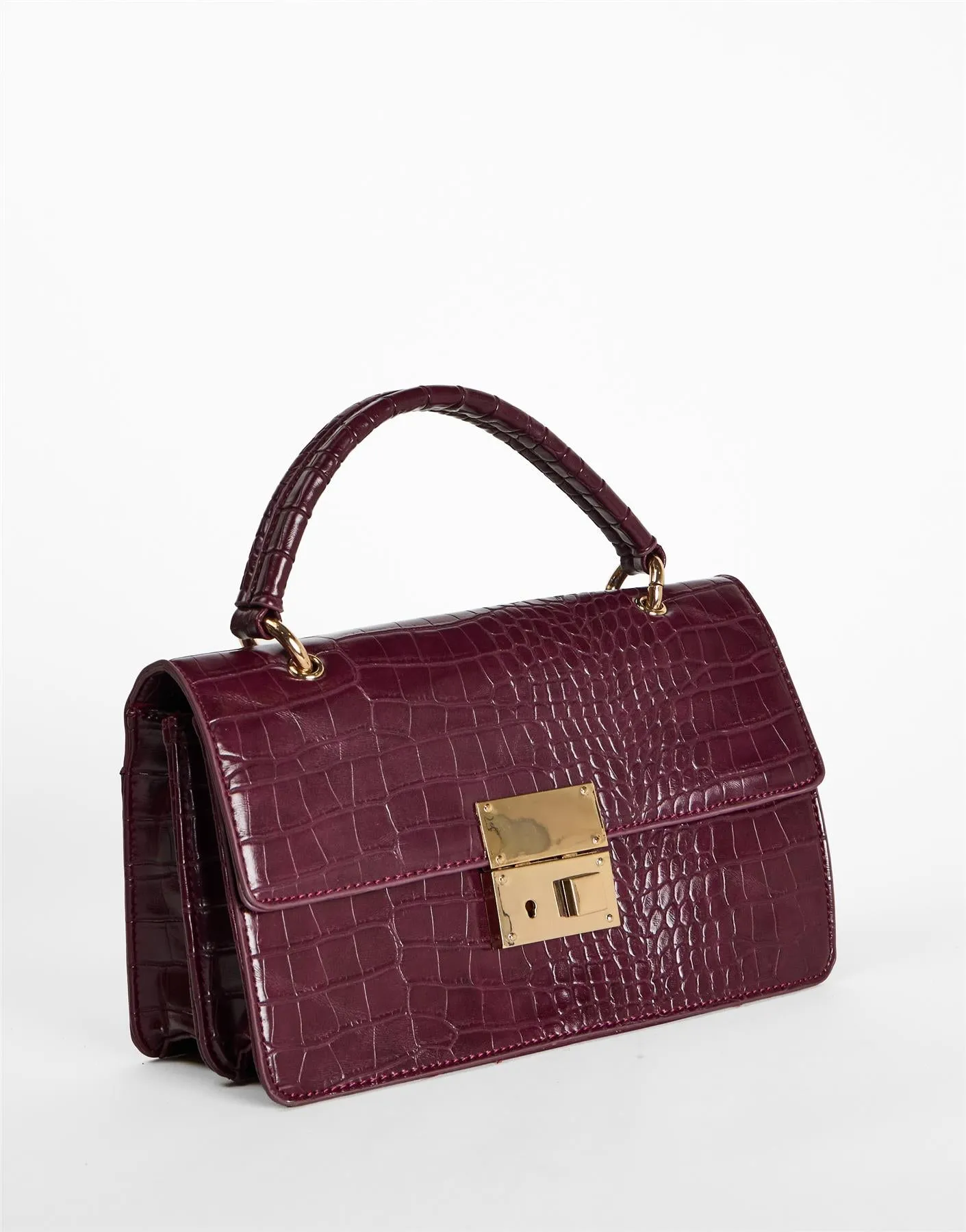 Burg Croc Embossed Top Handle Crossbody Bag sold by Glamorous product image thumbnail 2