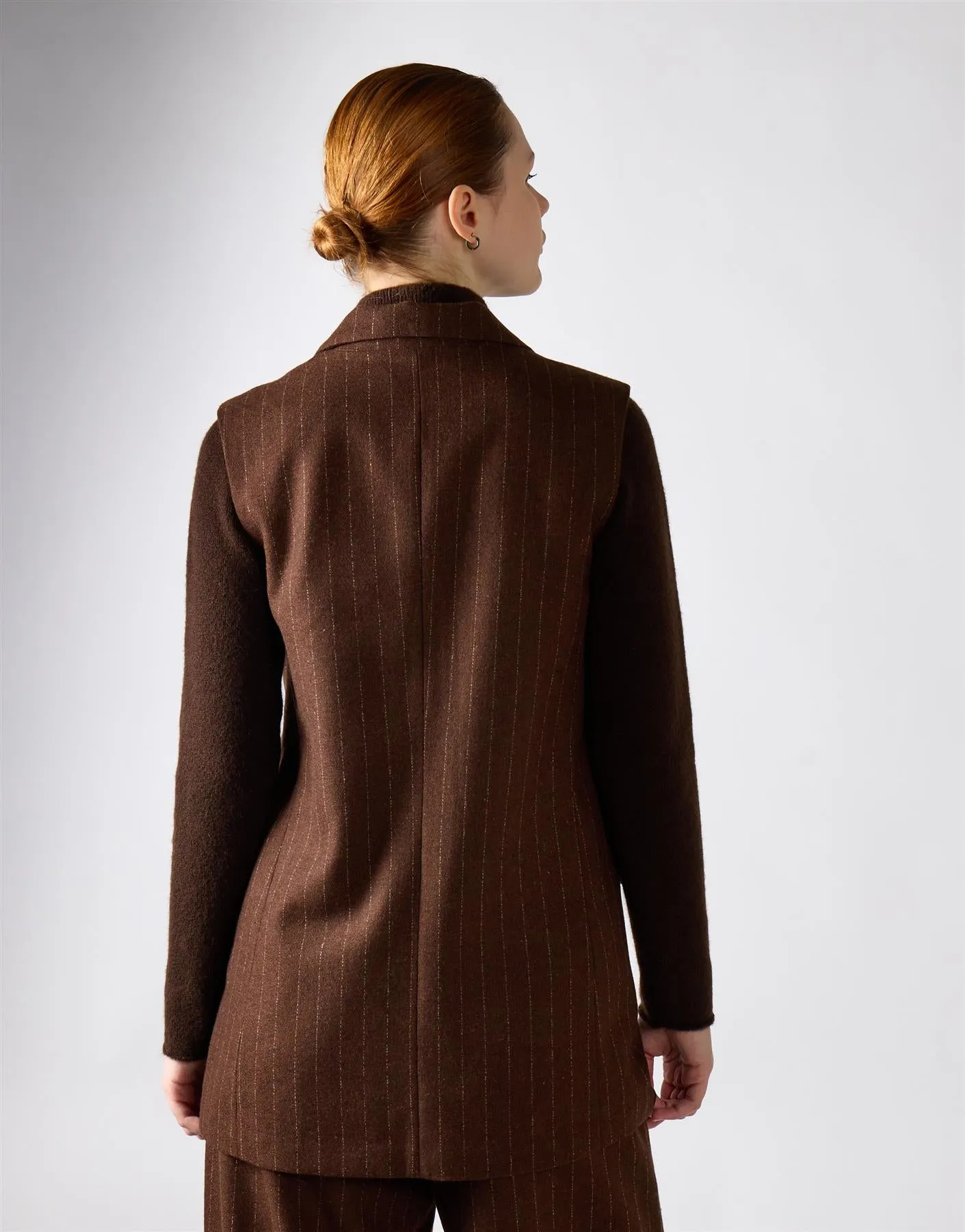 Narrated Brown Stripe Double-Breasted Tailored Vest sold by Glamorous product image thumbnail 2