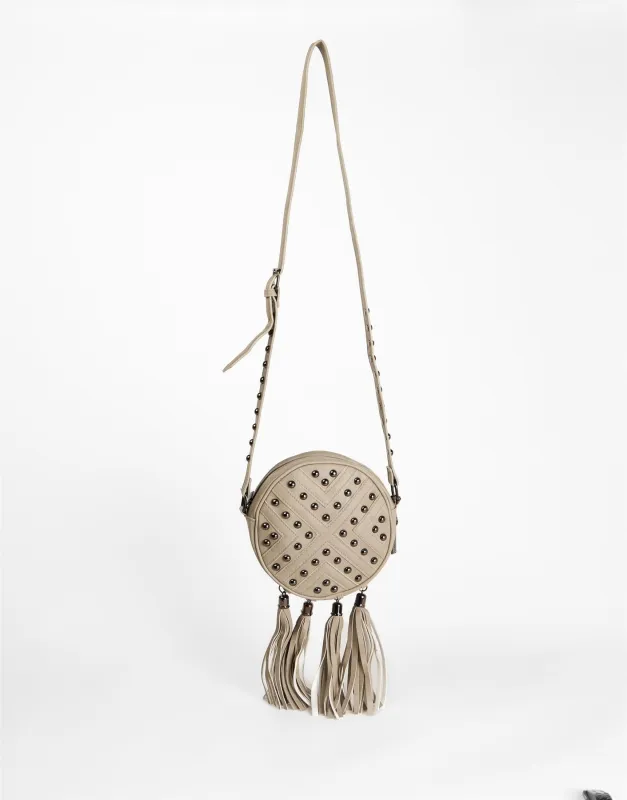 Stone Boho Studded Tassel Crossbody Bag made by Glamorous