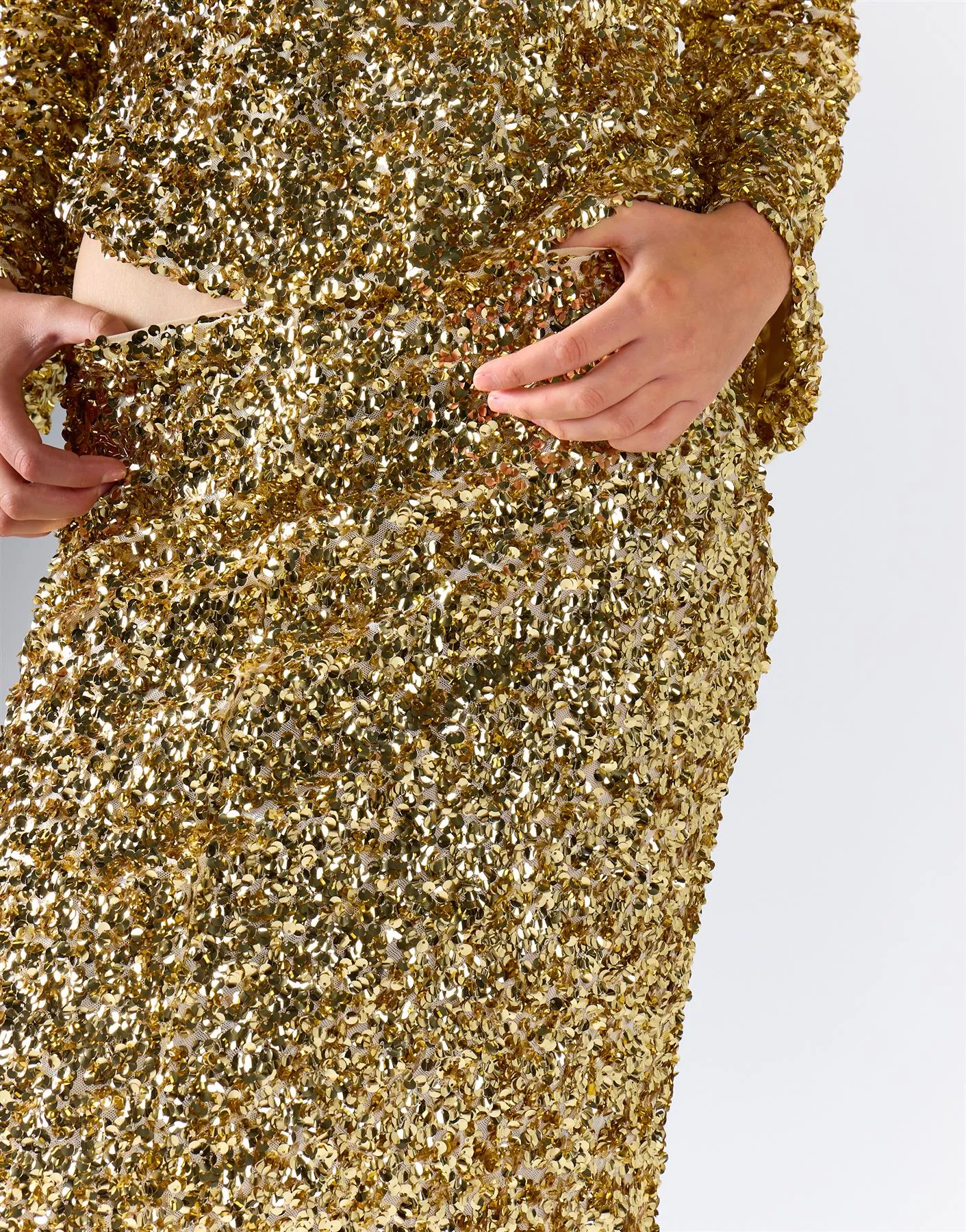 Gold Sequin Side-Slit Midi Skirt sold by Glamorous product image thumbnail 4