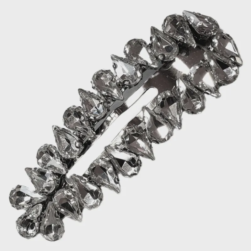 Pink Pewter Rebel Gem Metal Snap Hair Clip - Silver sold by Glamour Empire