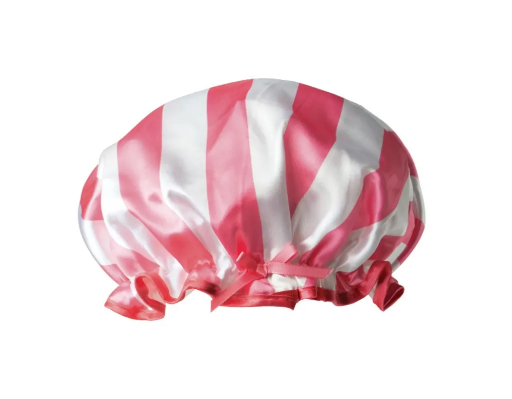 Lemon Lavender Shower Cap Pink Stripe sold by Glamour Empire