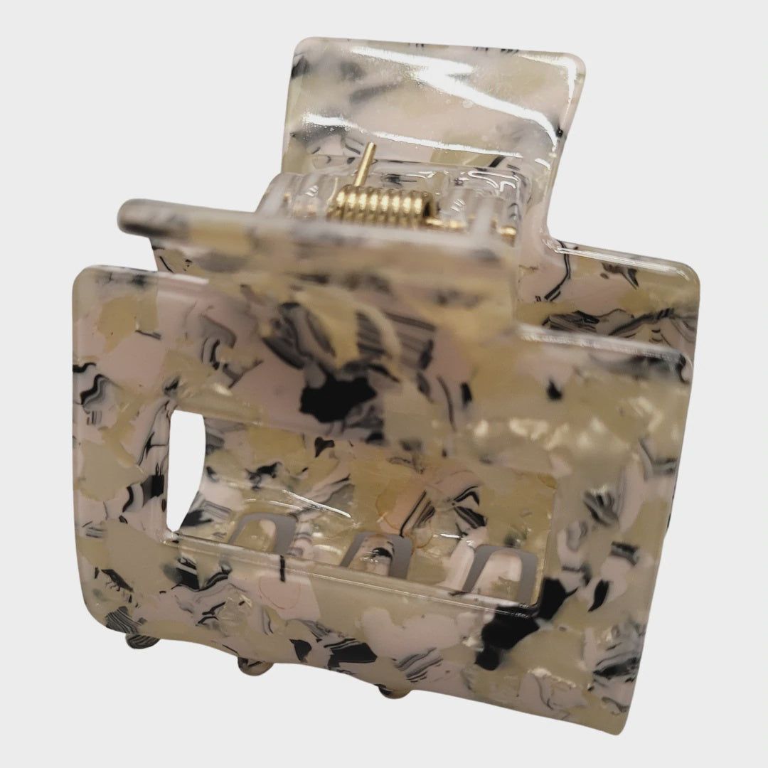 Pink Pewter Square Marbled Claw Hair Clip-Granite sold by Glamour Empire