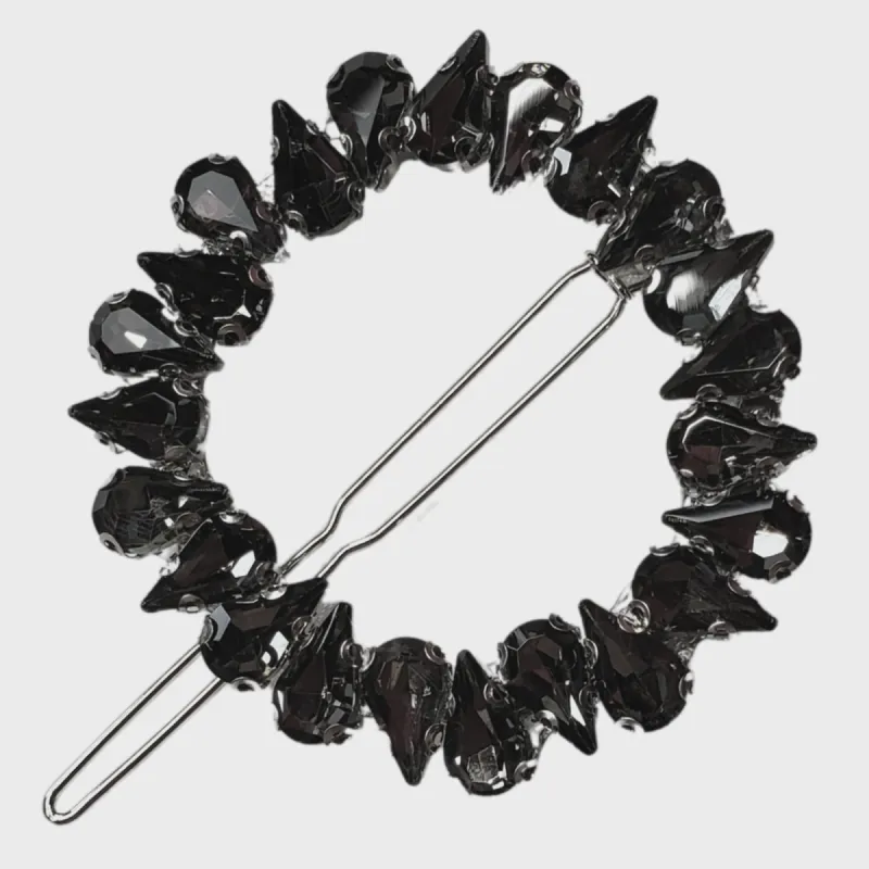 Pink Pewter Sky Wheel Crystal Hair Clip-Gunmetal made by Glamour Empire