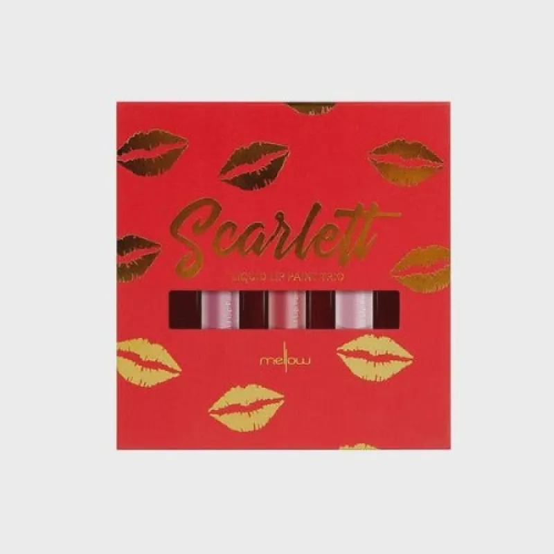 Mellow - Scarlett - liquid lip trio sold by Glamour Empire