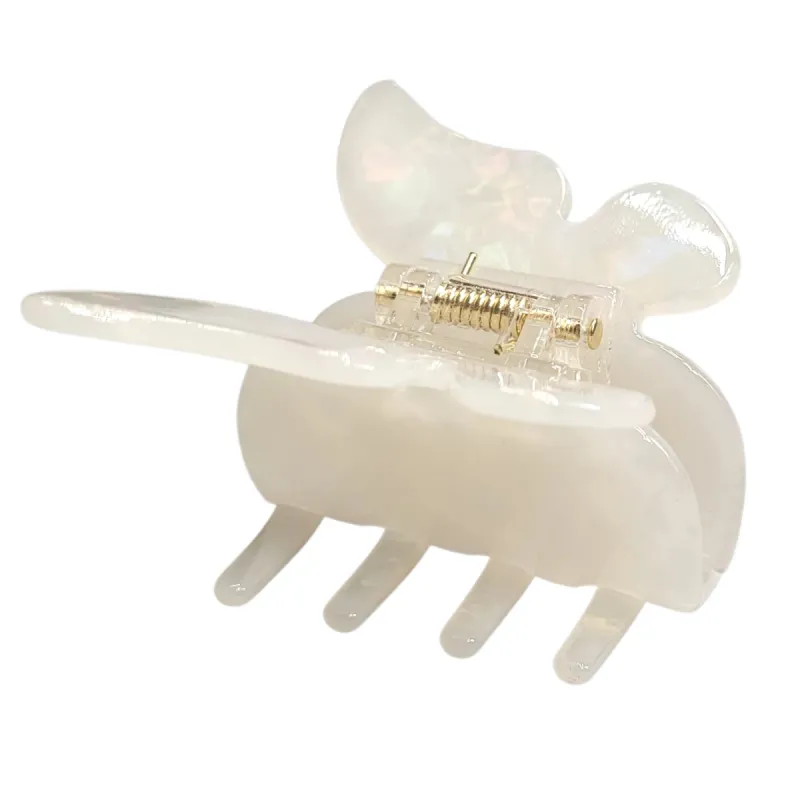 Pink Pewter- Marbled Butterfly Claw Hair Clip - Purity White sold by Glamour Empire