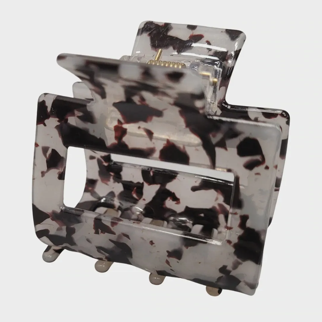 Pink Pewter Square Marbled Claw Hair Clip-Roar sold by Glamour Empire