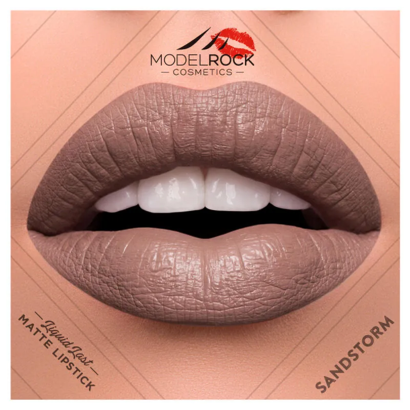 Modelrock- Liquid to Matte Longwear Lipstick- Sandstorm sold by Glamour Empire