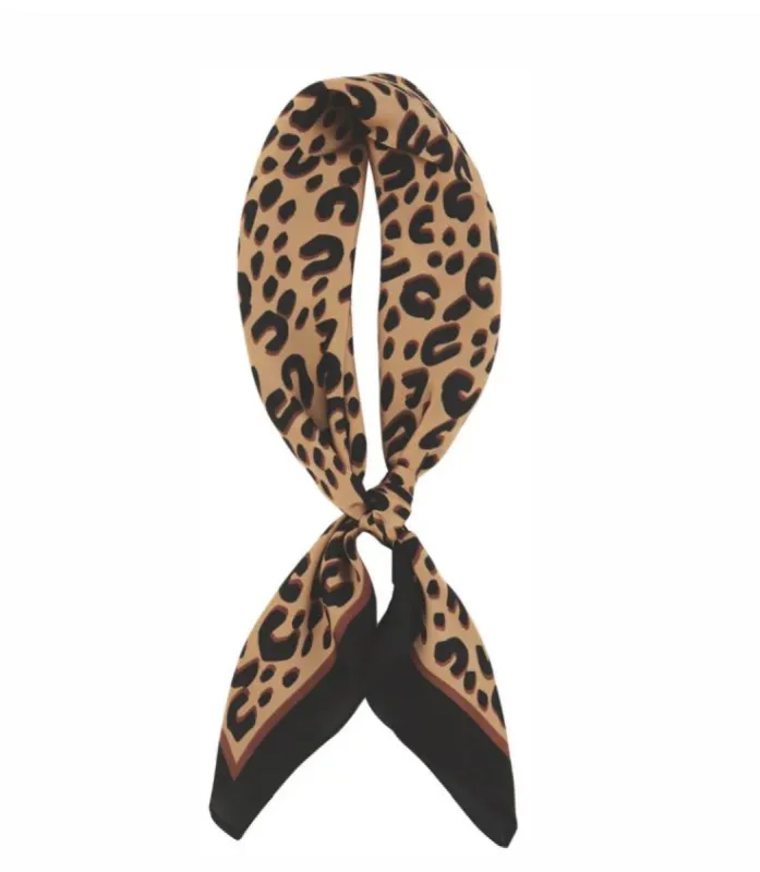 Olivia Moss Silky Satin Hair Scarf | Cheetah Tan & Black sold by Glamour Empire