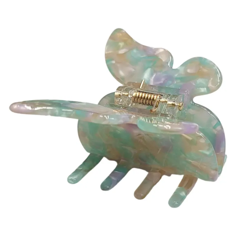 Pink Pewter- Marbled Butterfly Claw Hair Clip - Prosperity Green sold by Glamour Empire