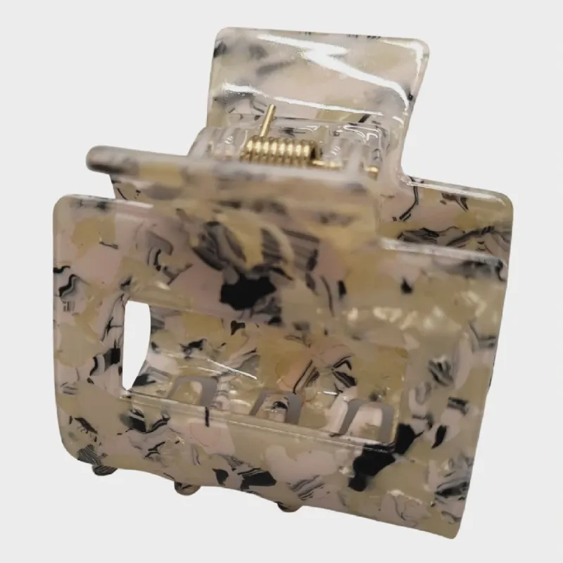 Pink Pewter Square Marbled Claw Hair Clip-Granite sold by Glamour Empire