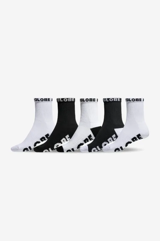 YOUTH QUARTER SOCK 5 PACK - Black/White made by Globe