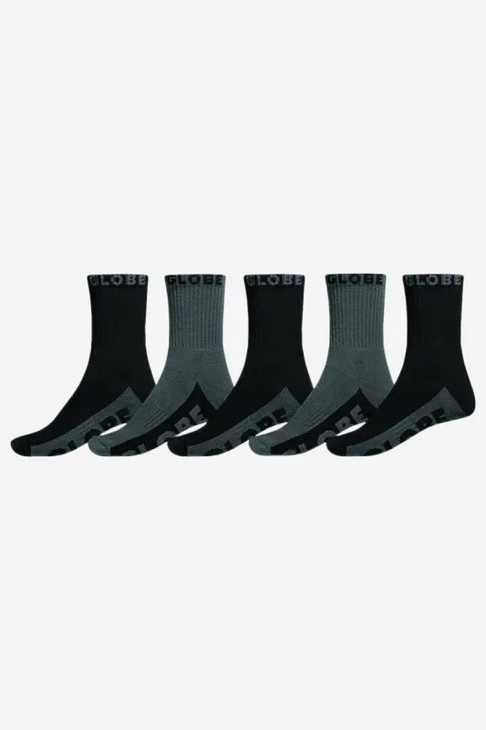 B/G CREW SOCK 5 PACK - Black/Grey sold by Globe