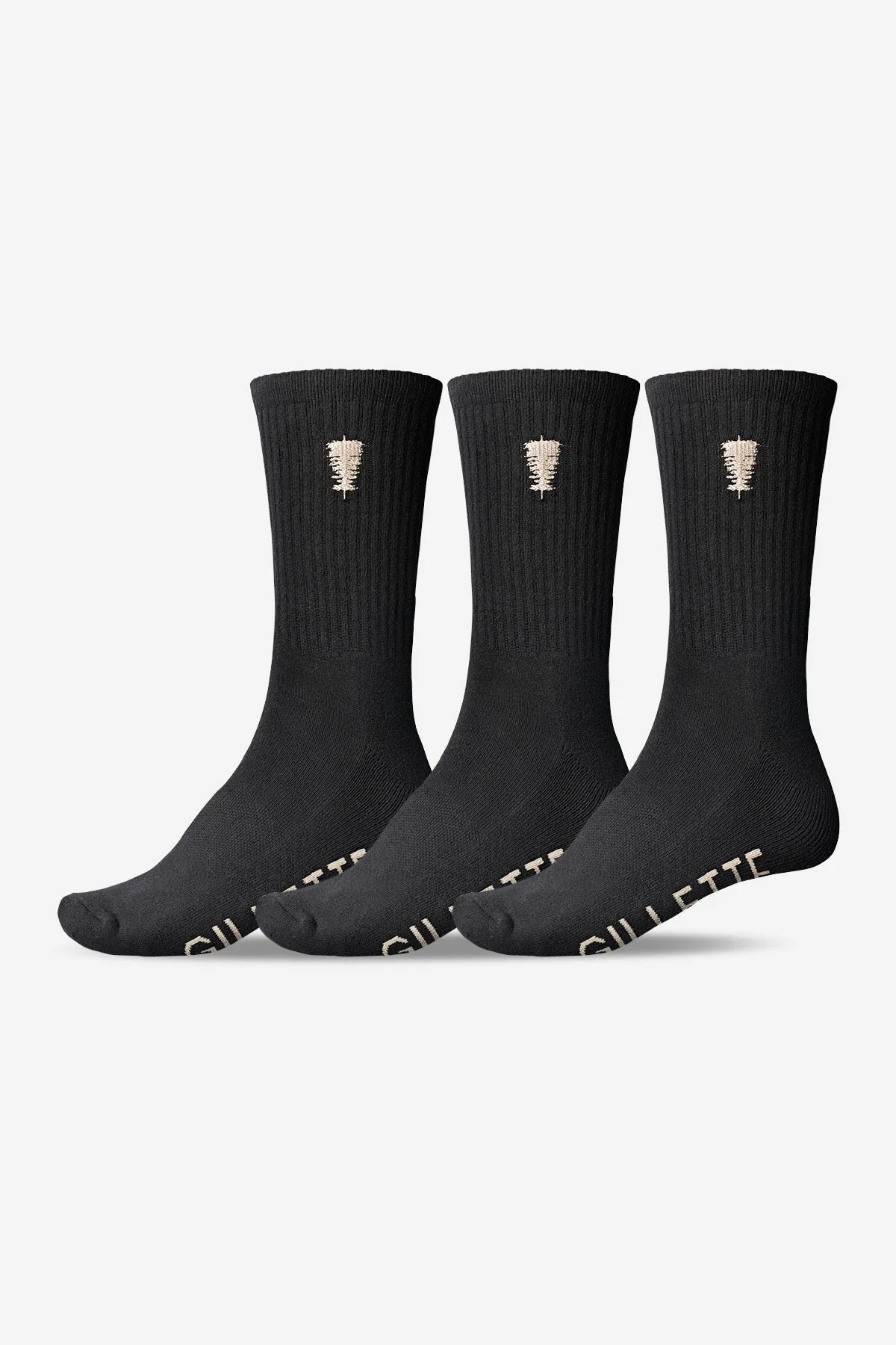 Gillette Crew Sock 3 Pack - Black/White sold by Globe