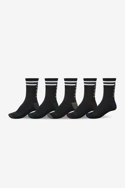 Carter Crew Sock 5 Pack - Black/Assorted sold by Globe
