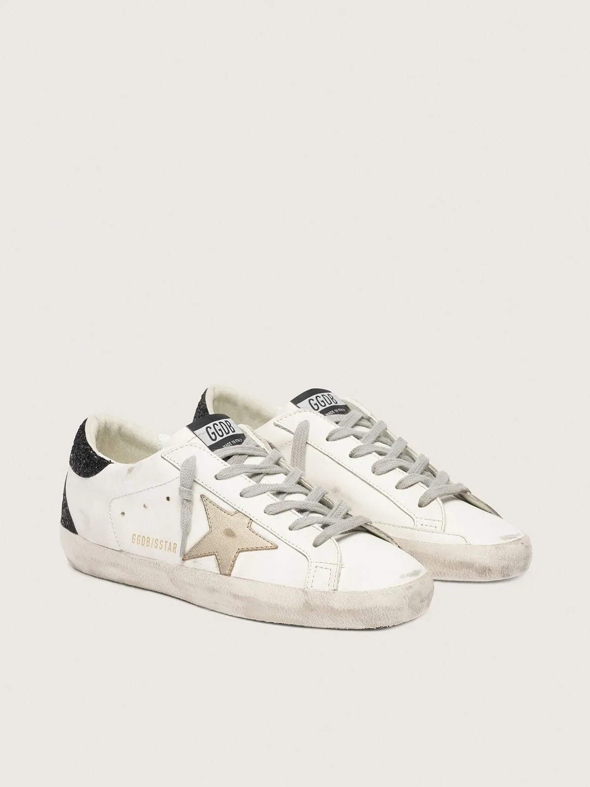 Women's Super-Star with gold star and black glitter heel tab sold by Golden Goose product image thumbnail 2