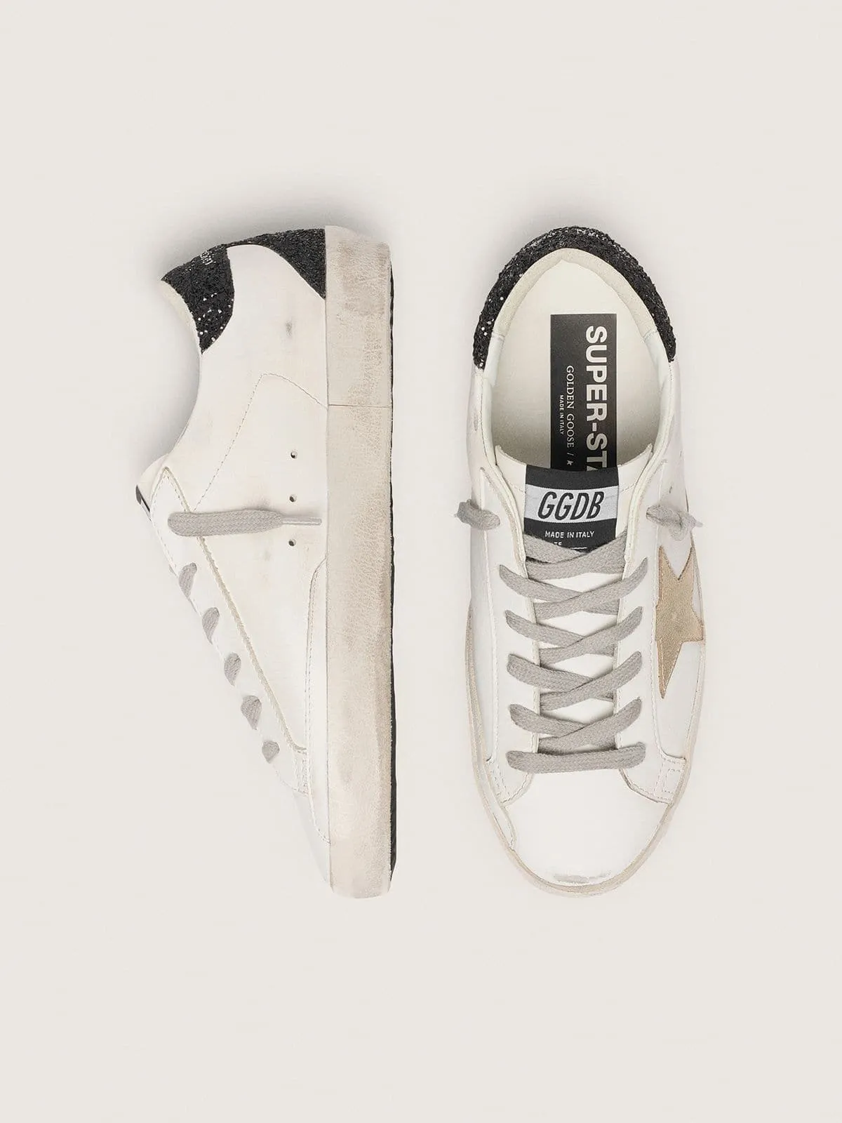 Women's Super-Star with gold star and black glitter heel tab sold by Golden Goose product image thumbnail 3