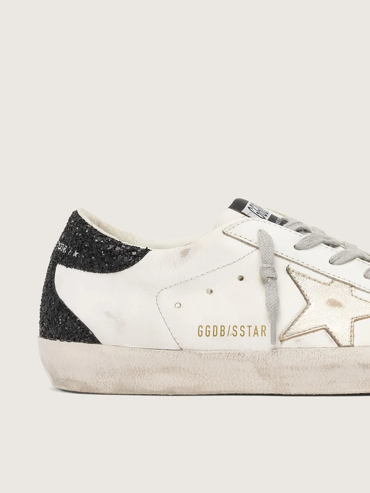 Women's Super-Star with gold star and black glitter heel tab sold by Golden Goose product image thumbnail 4