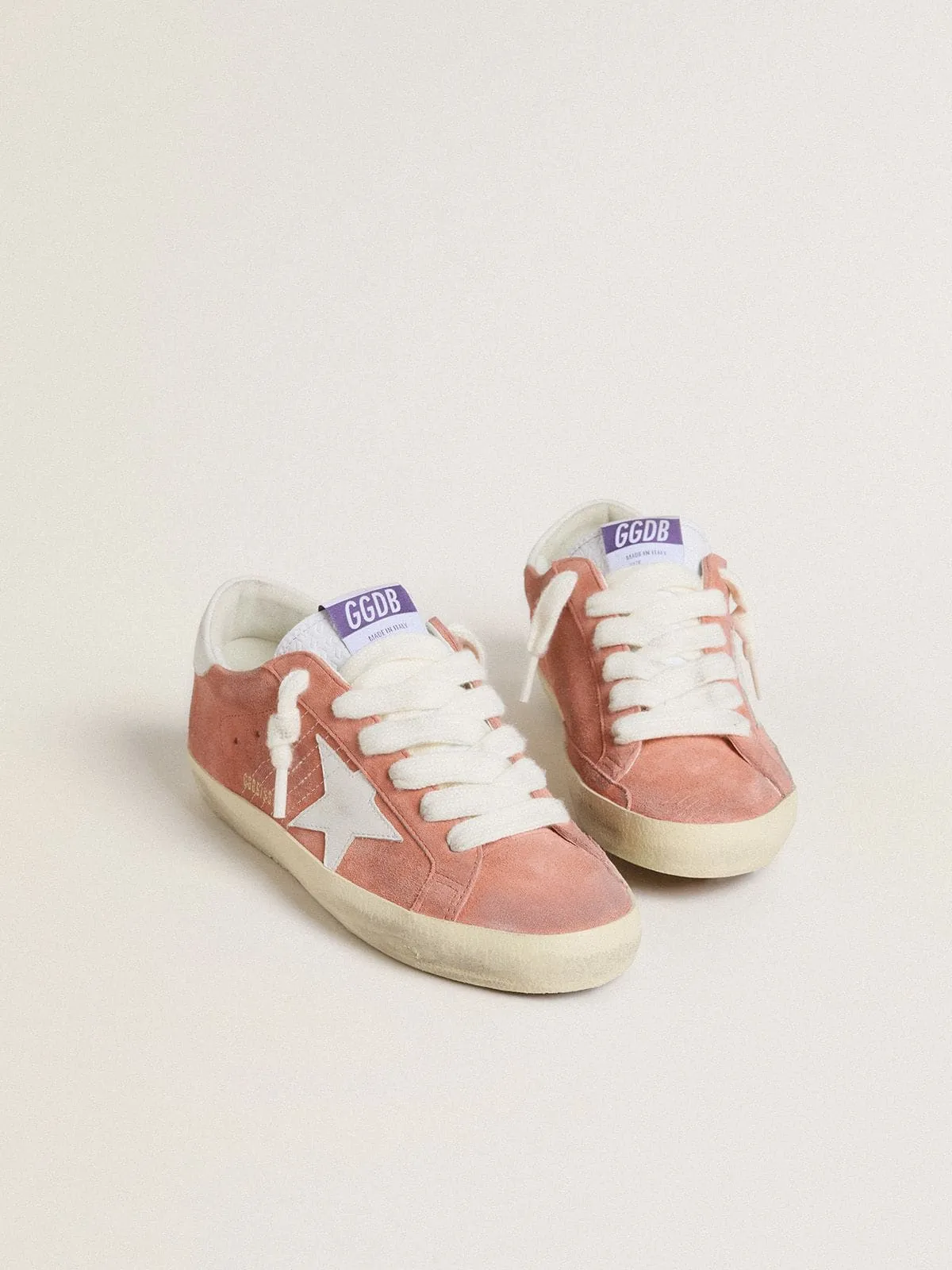 Women’s Super-Star in coral suede with white leather star and heel tab sold by Golden Goose product image thumbnail 2