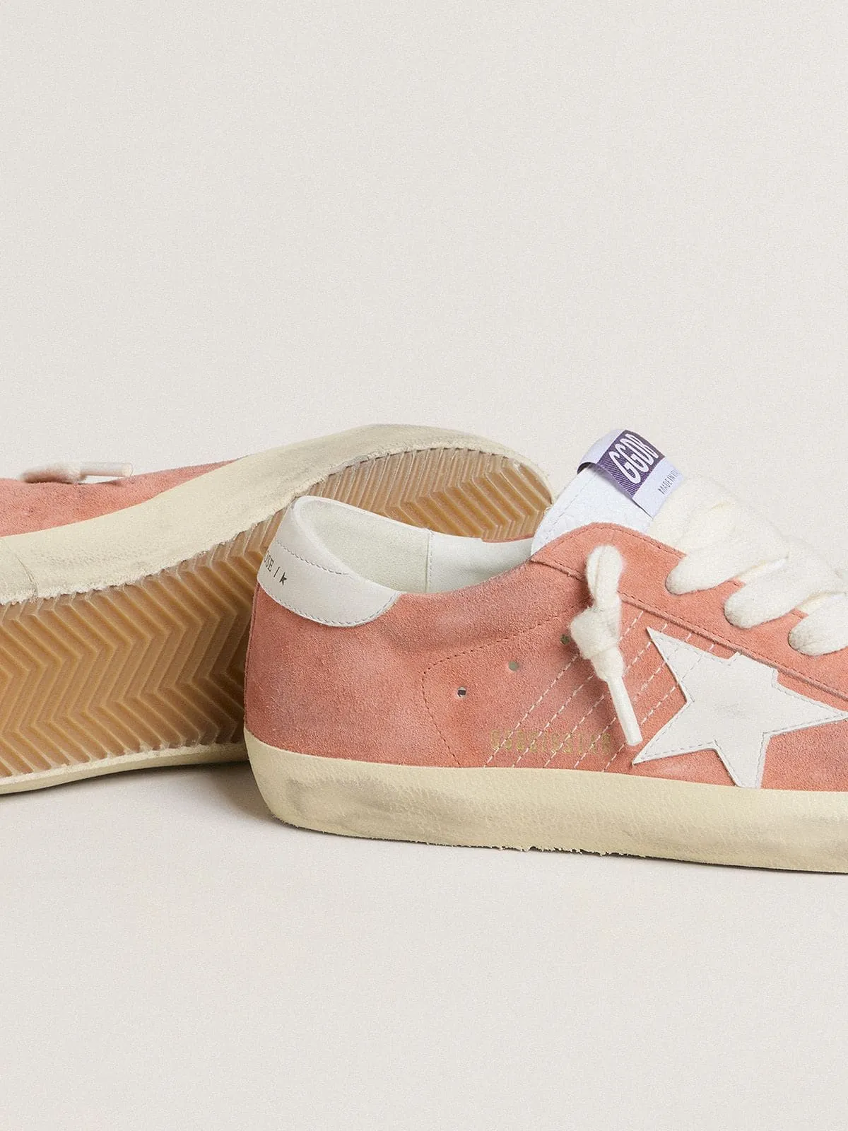 Women’s Super-Star in coral suede with white leather star and heel tab sold by Golden Goose product image thumbnail 3