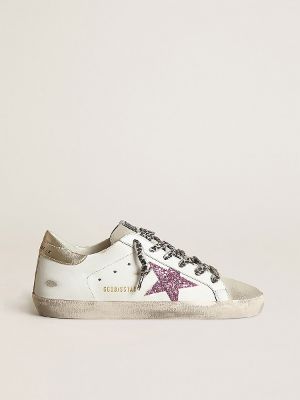 Women's Super-Star with glitter and gold heel tab sold by Golden Goose