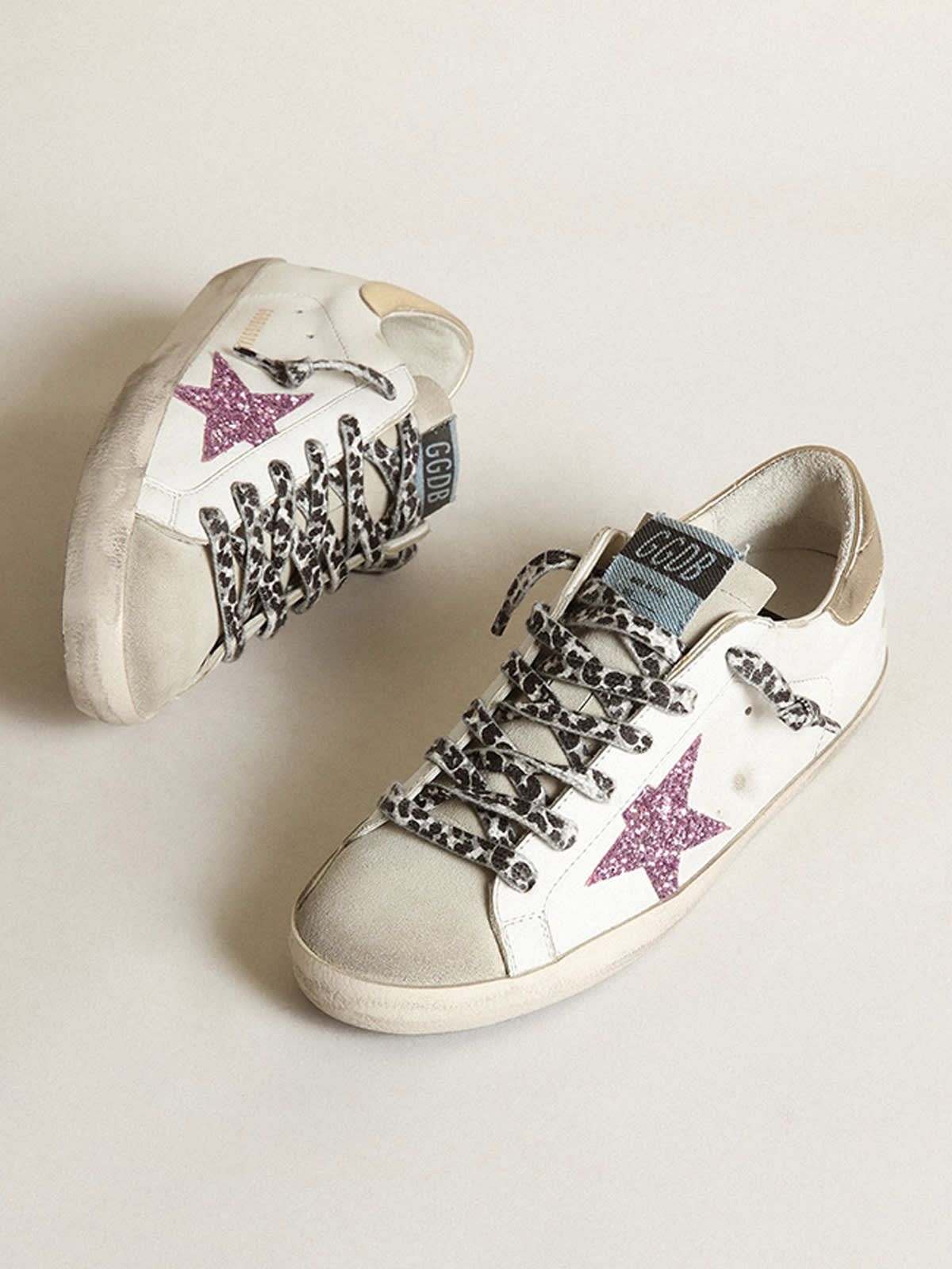 Women's Super-Star with glitter and gold heel tab sold by Golden Goose product image thumbnail 2