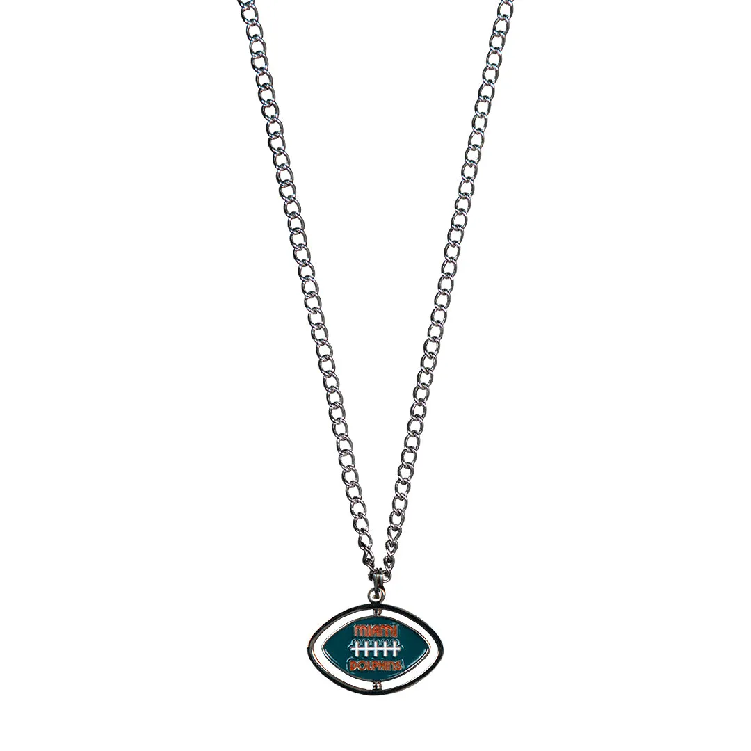 DOLPHINS SPINNING FOOTBALL NECKLACE by GOLF WANG sold by Golf Wang