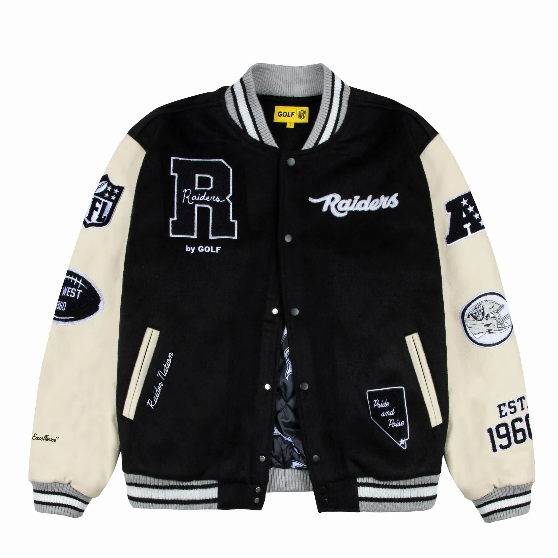 RAIDERS LETTERMAN JACKET by GOLF WANG sold by Golf Wang