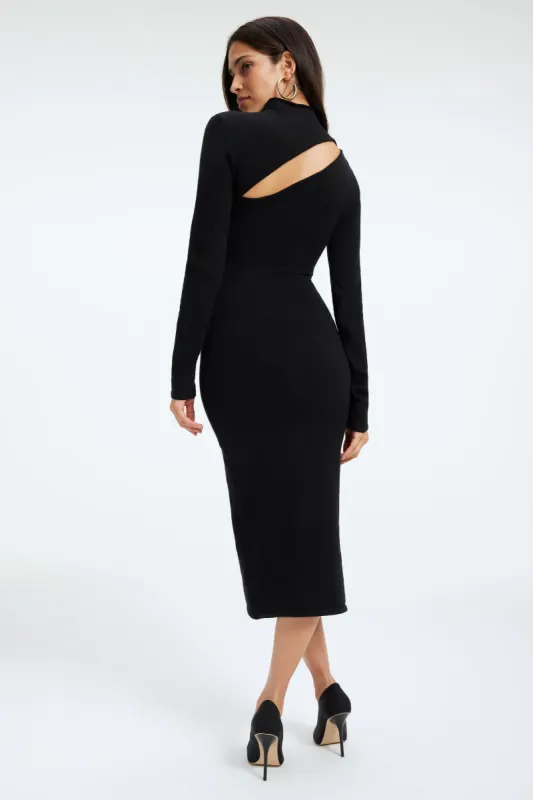 SHOULDER SLIT MIDI DRESS | BLACK001 sold by Good American