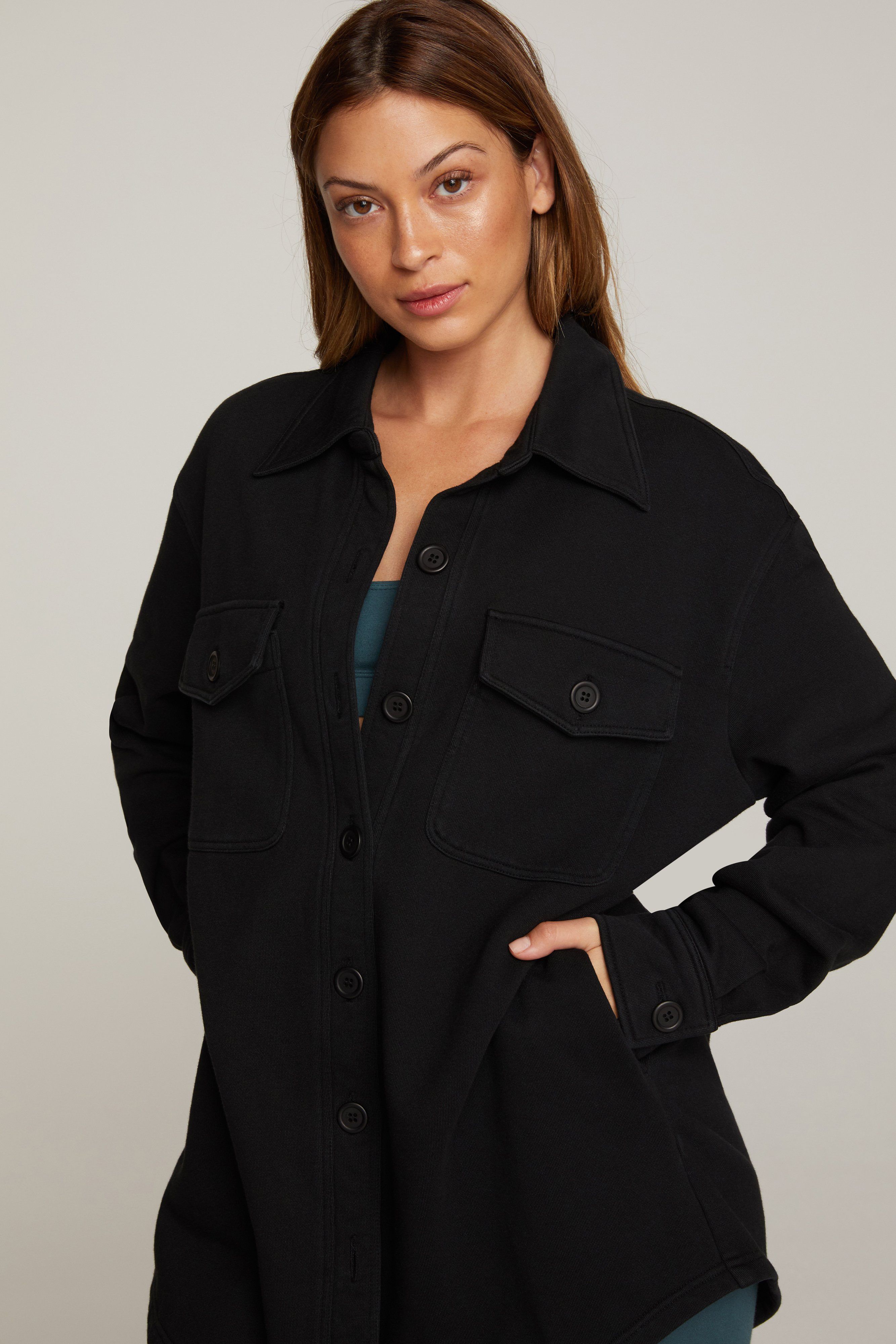 FLEECE SHACKET | BLACK001 sold by Good American product image thumbnail 4