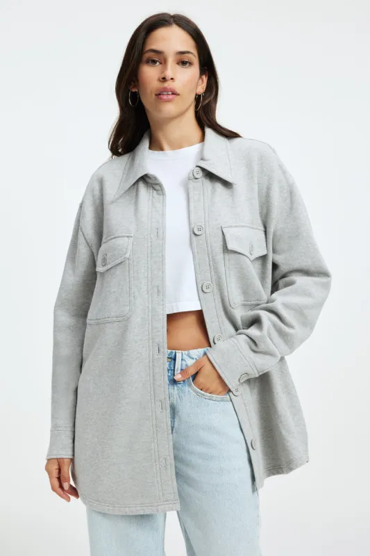 SUEDED FLEECE SHACKET | HEATHER GREY001 sold by Good American