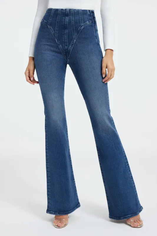 GOOD LEGS FLARE MEGA COMPRESSION JEANS | INDIGO443 sold by Good American