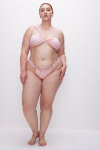 SATIN RUCHED BIKINI BOTTOM | BUBBLE PINK003 sold by Good American