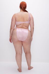 SATIN RUCHED BIKINI BOTTOM | BUBBLE PINK003 sold by Good American