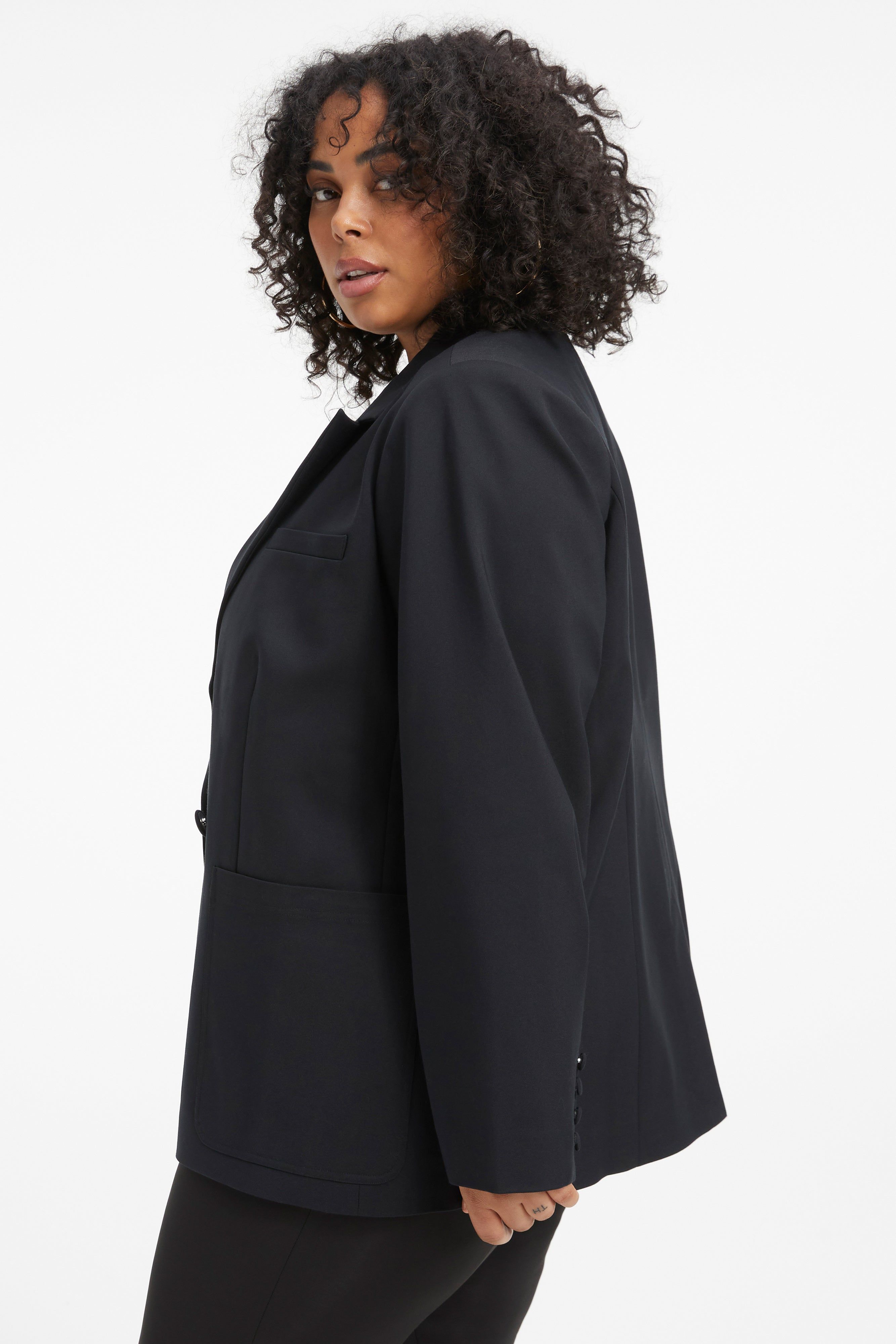 WOVEN BLAZER | BLACK001 sold by Good American product image thumbnail 3