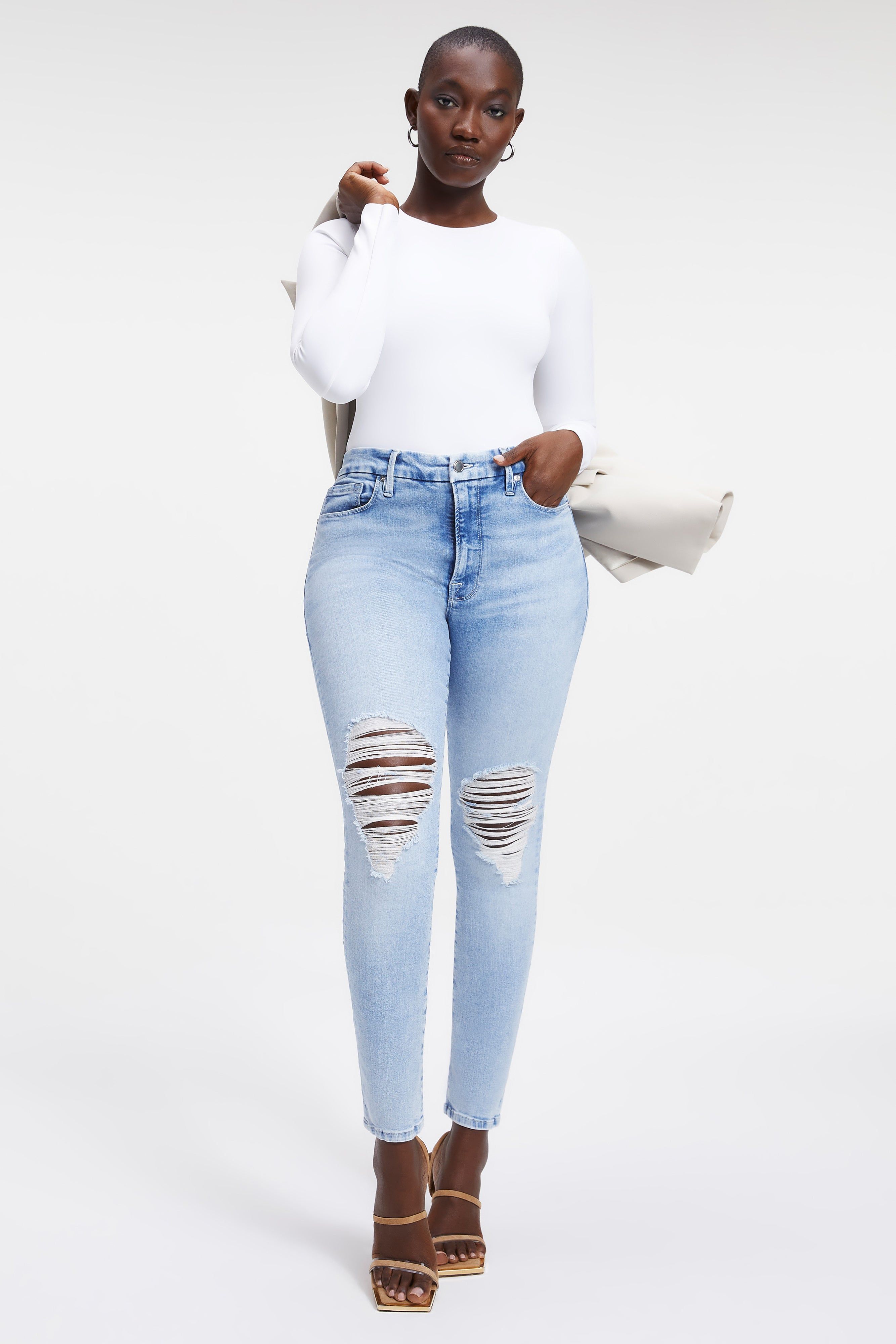 GOOD LEGS SKINNY JEANS | INDIGO007 sold by Good American product image thumbnail 6