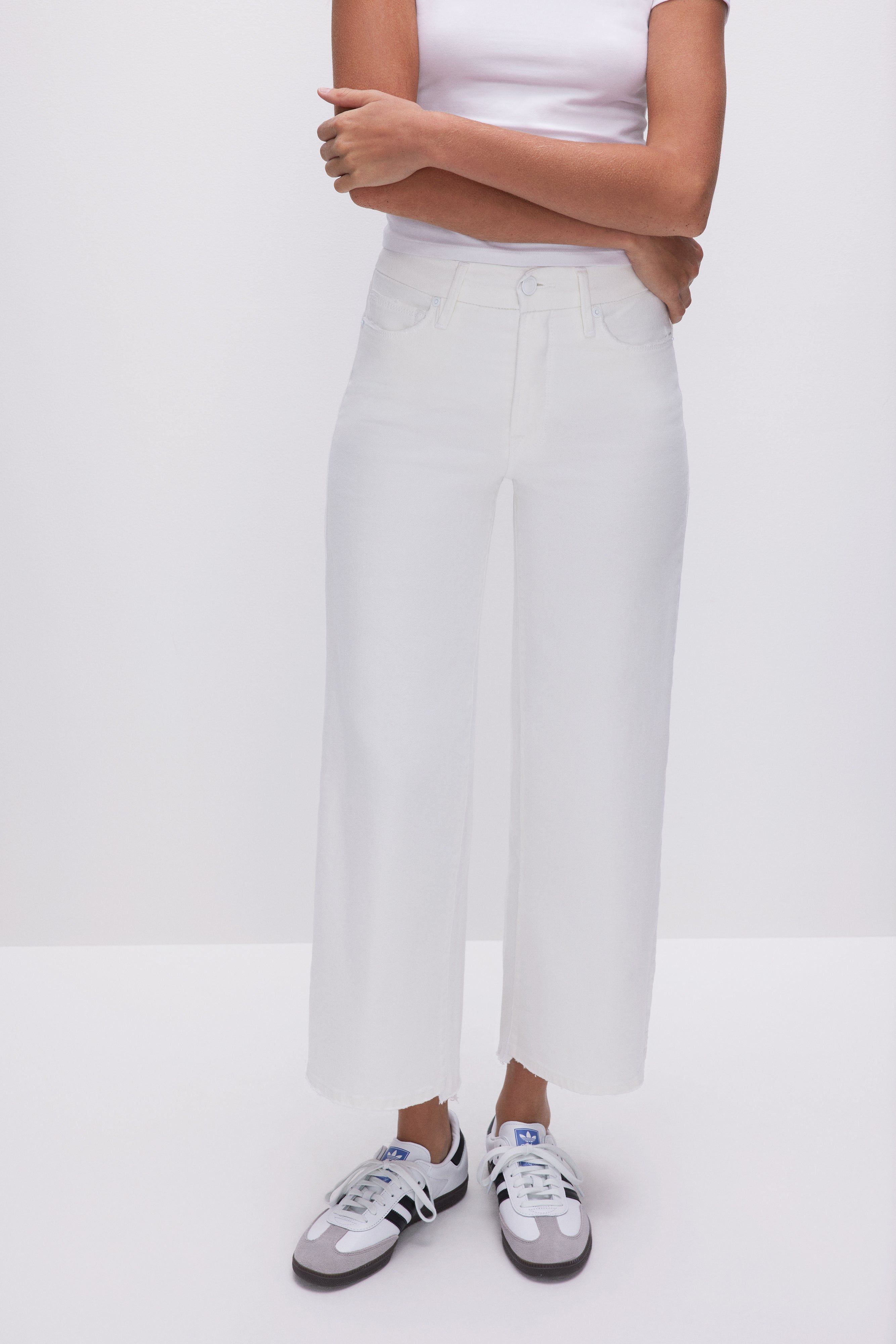 GOOD WAIST PALAZZO CROPPED JEANS | WHITE001 sold by Good American product image thumbnail 3