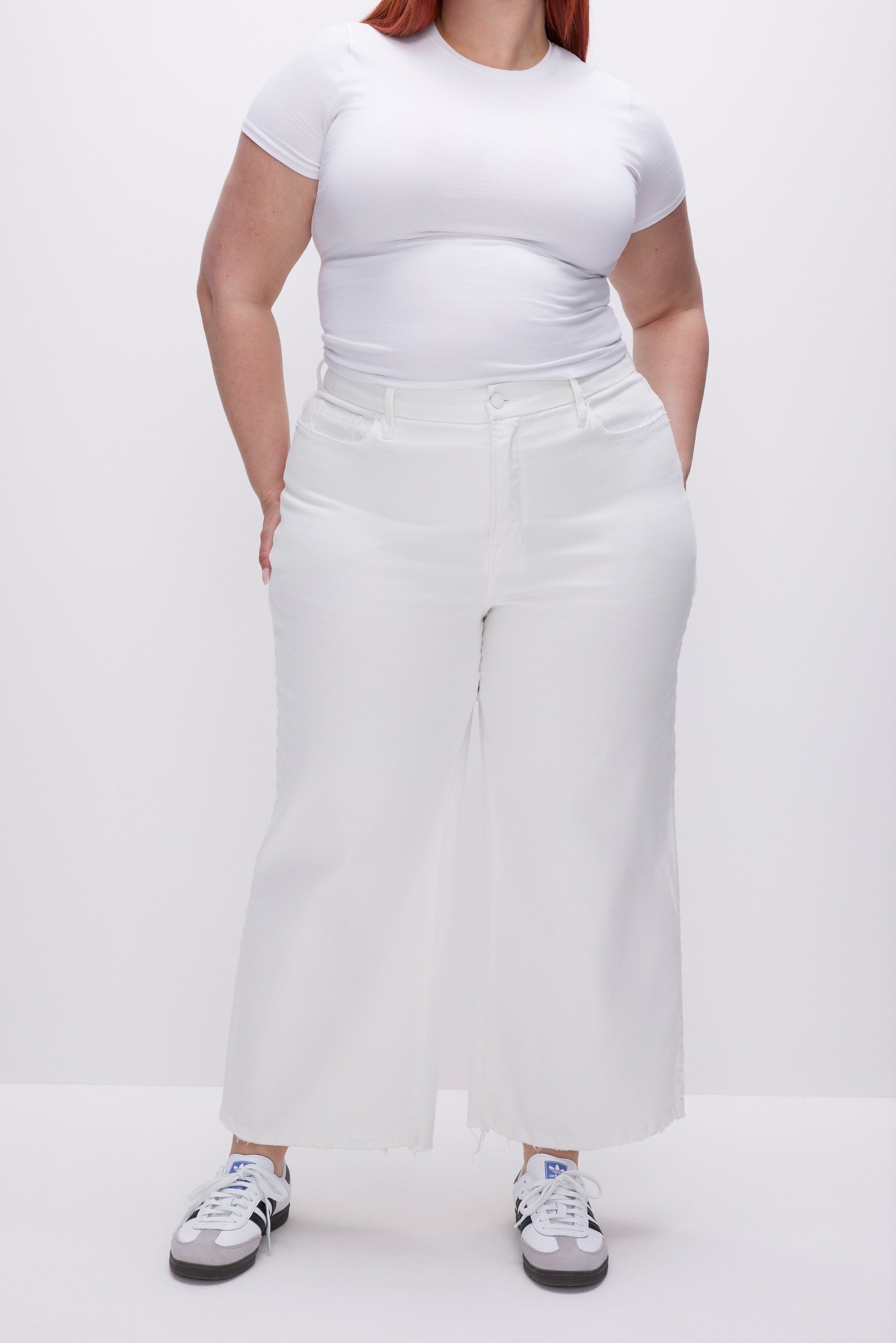GOOD WAIST PALAZZO CROPPED JEANS | WHITE001 sold by Good American product image thumbnail 6