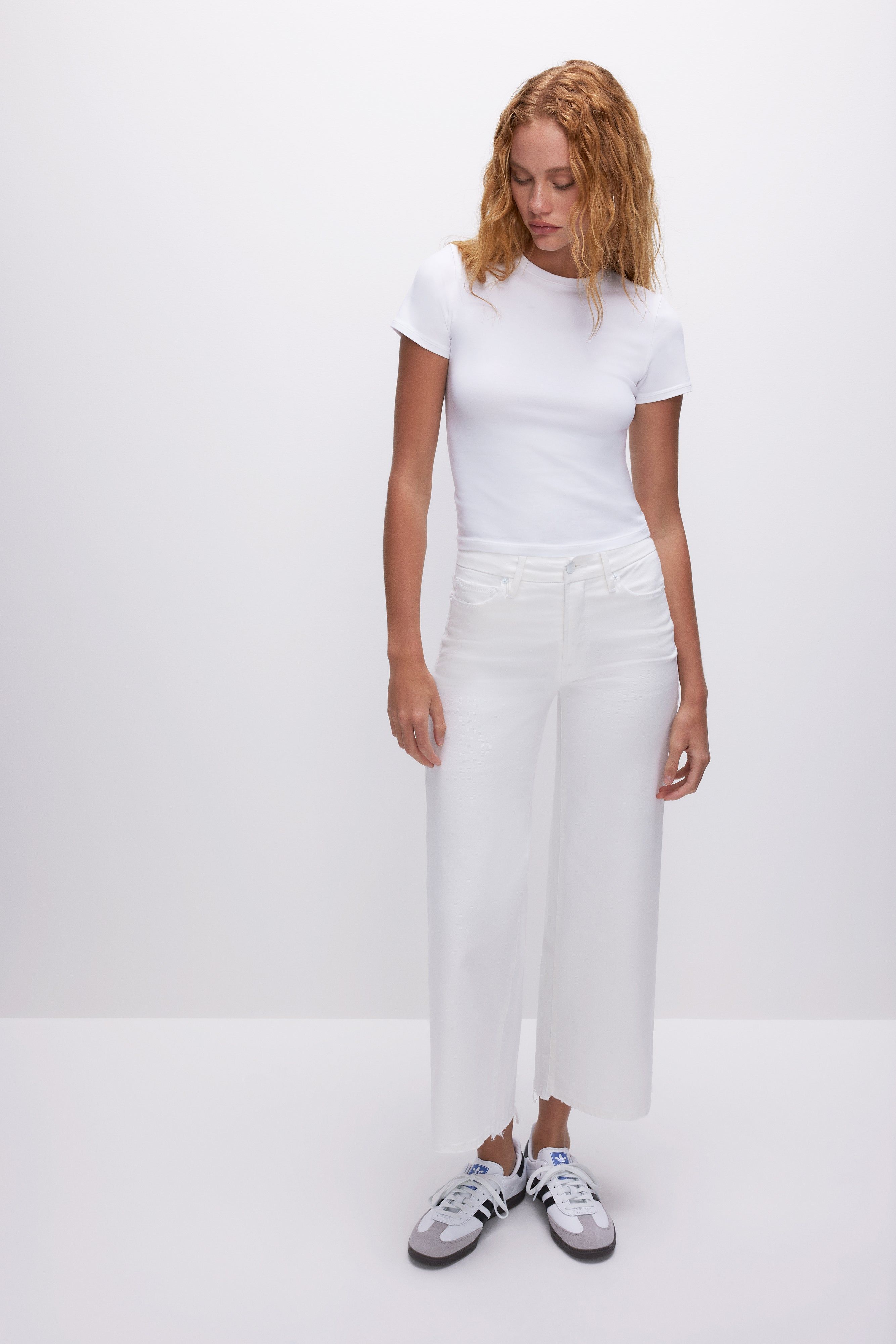 GOOD WAIST PALAZZO CROPPED JEANS | WHITE001 sold by Good American