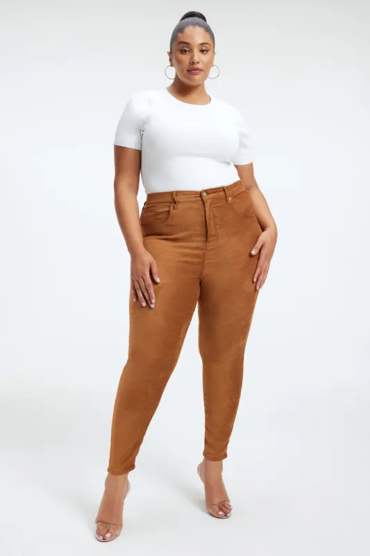 GOOD LEGS FAUX SUEDE PANTS | TOBACCO01 sold by Good American
