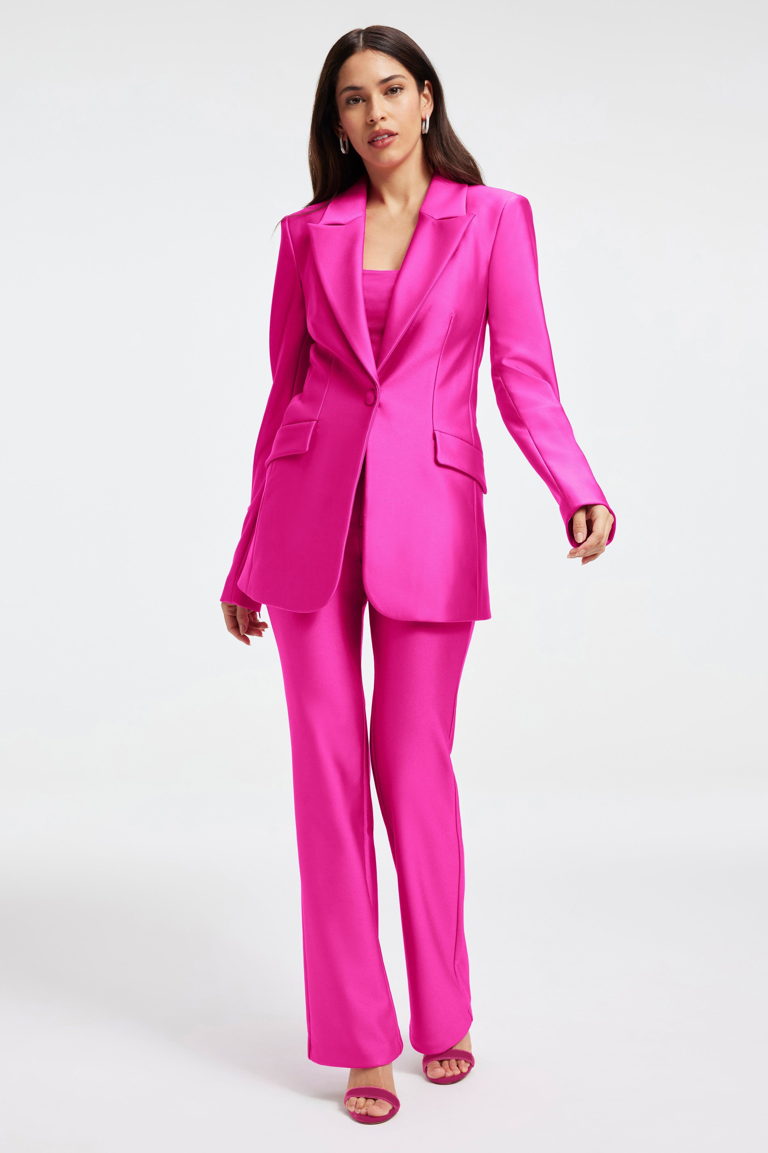 COMPRESSION SHINE SCULPTED BLAZER | FUCHSIA PINK001 sold by Good American product image thumbnail 7