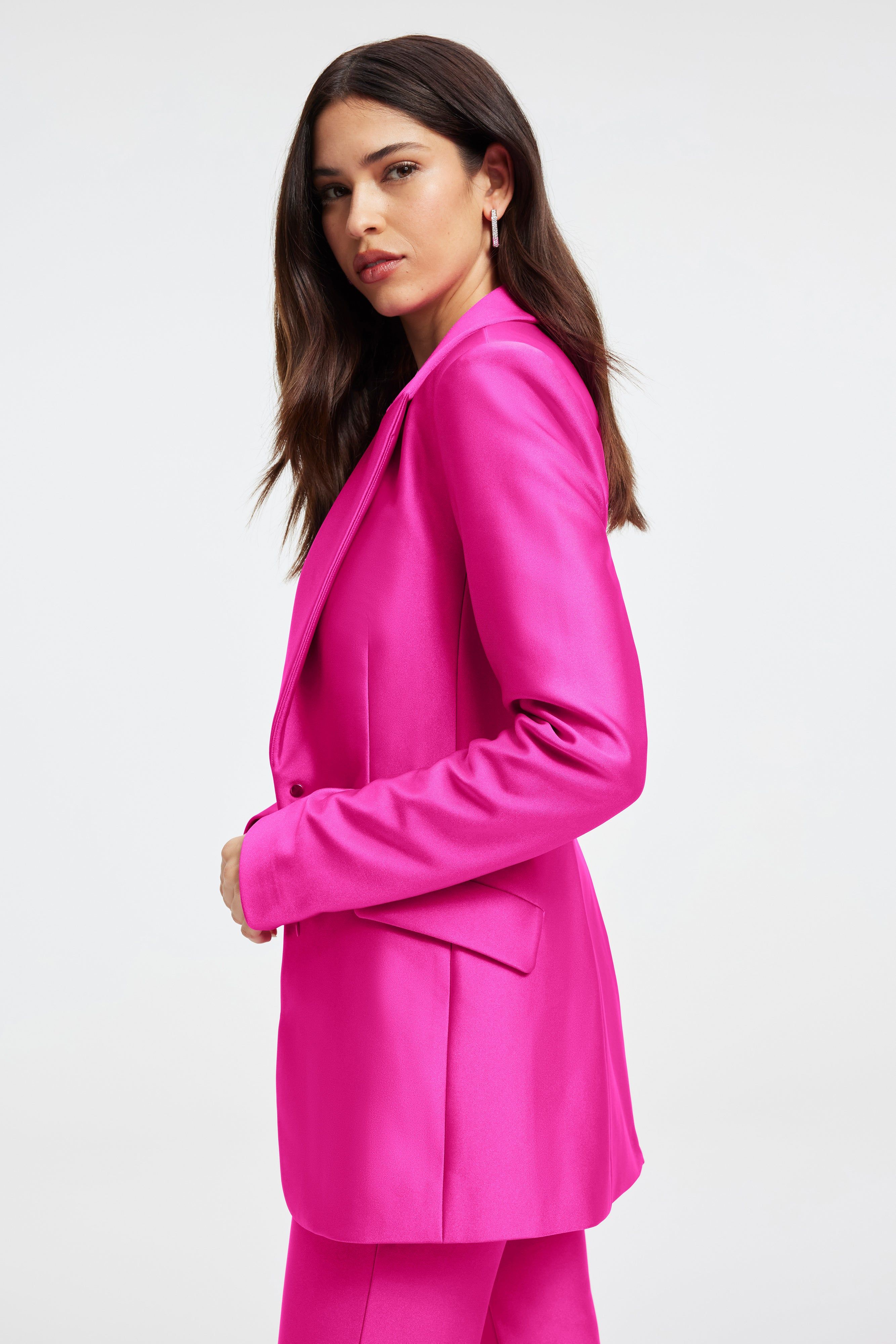 COMPRESSION SHINE SCULPTED BLAZER | FUCHSIA PINK001 sold by Good American product image thumbnail 8