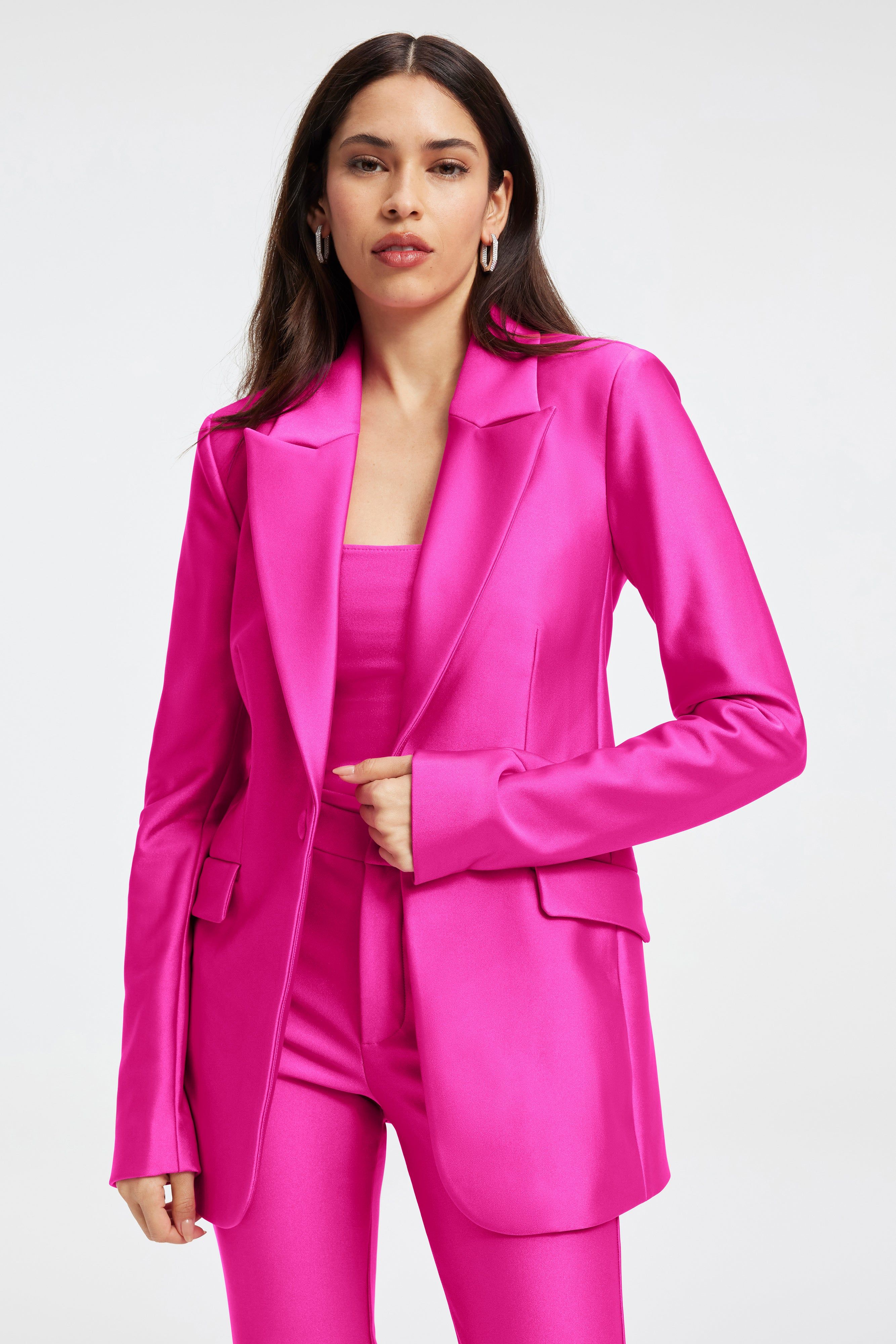COMPRESSION SHINE SCULPTED BLAZER | FUCHSIA PINK001 sold by Good American product image thumbnail 6