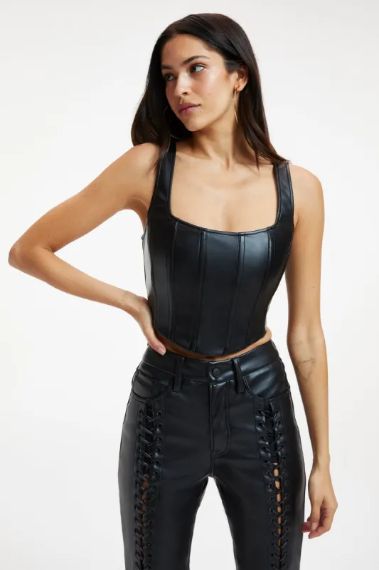 FAUX LEATHER CORSET | BLACK001 sold by Good American