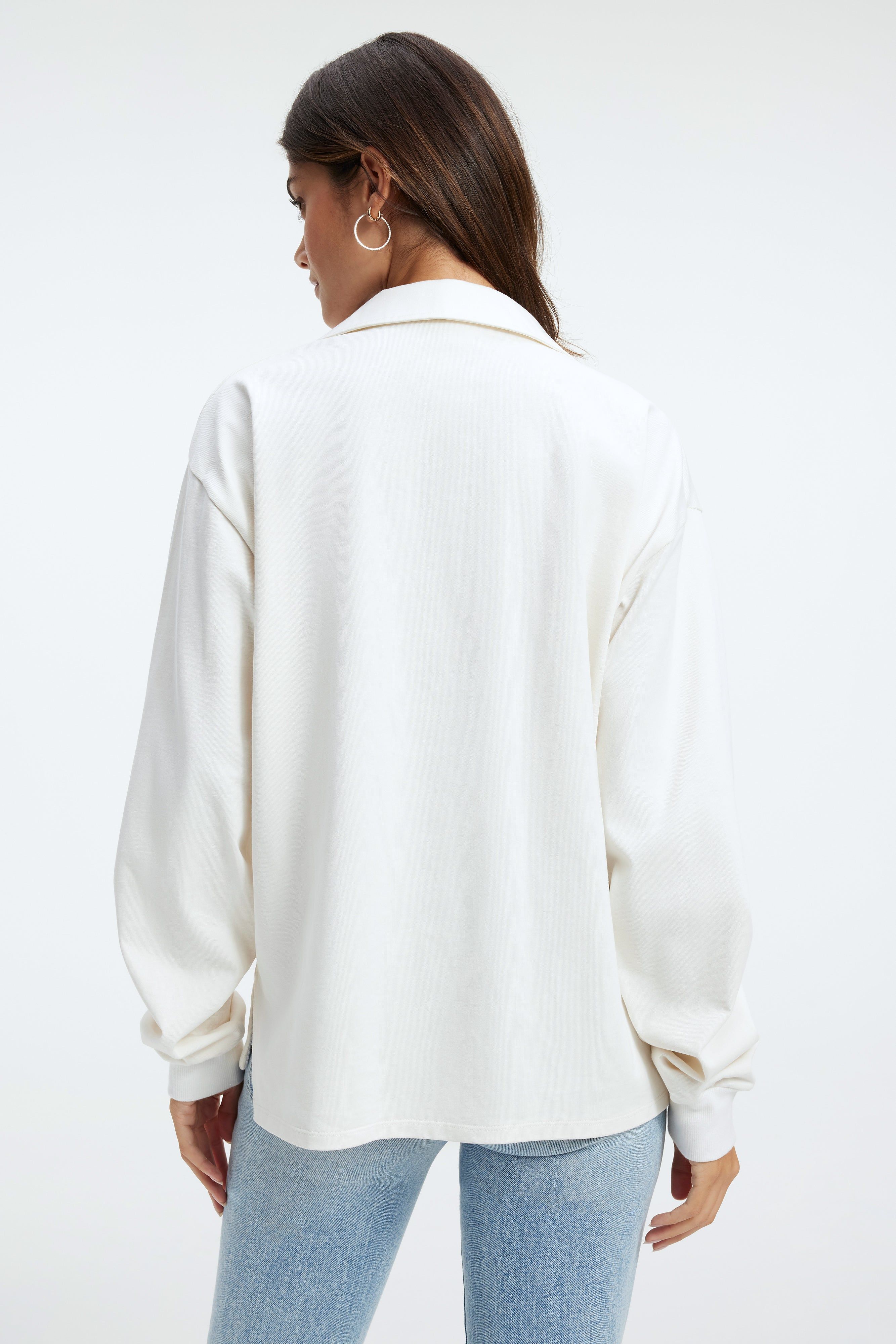 OVERSIZED RUGBY SHIRT | IVORY001 sold by Good American product image thumbnail 6