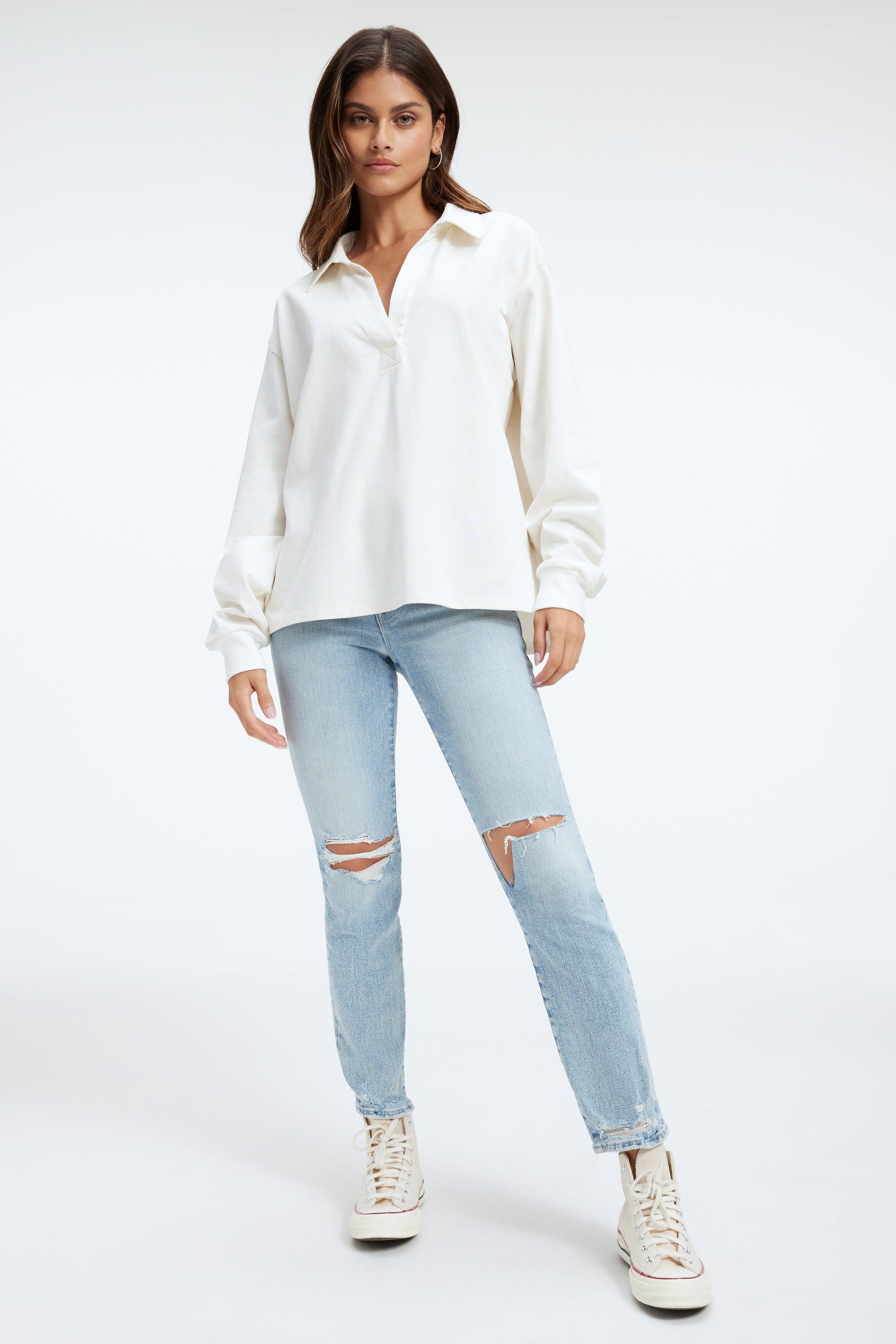 OVERSIZED RUGBY SHIRT | IVORY001 sold by Good American product image thumbnail 3